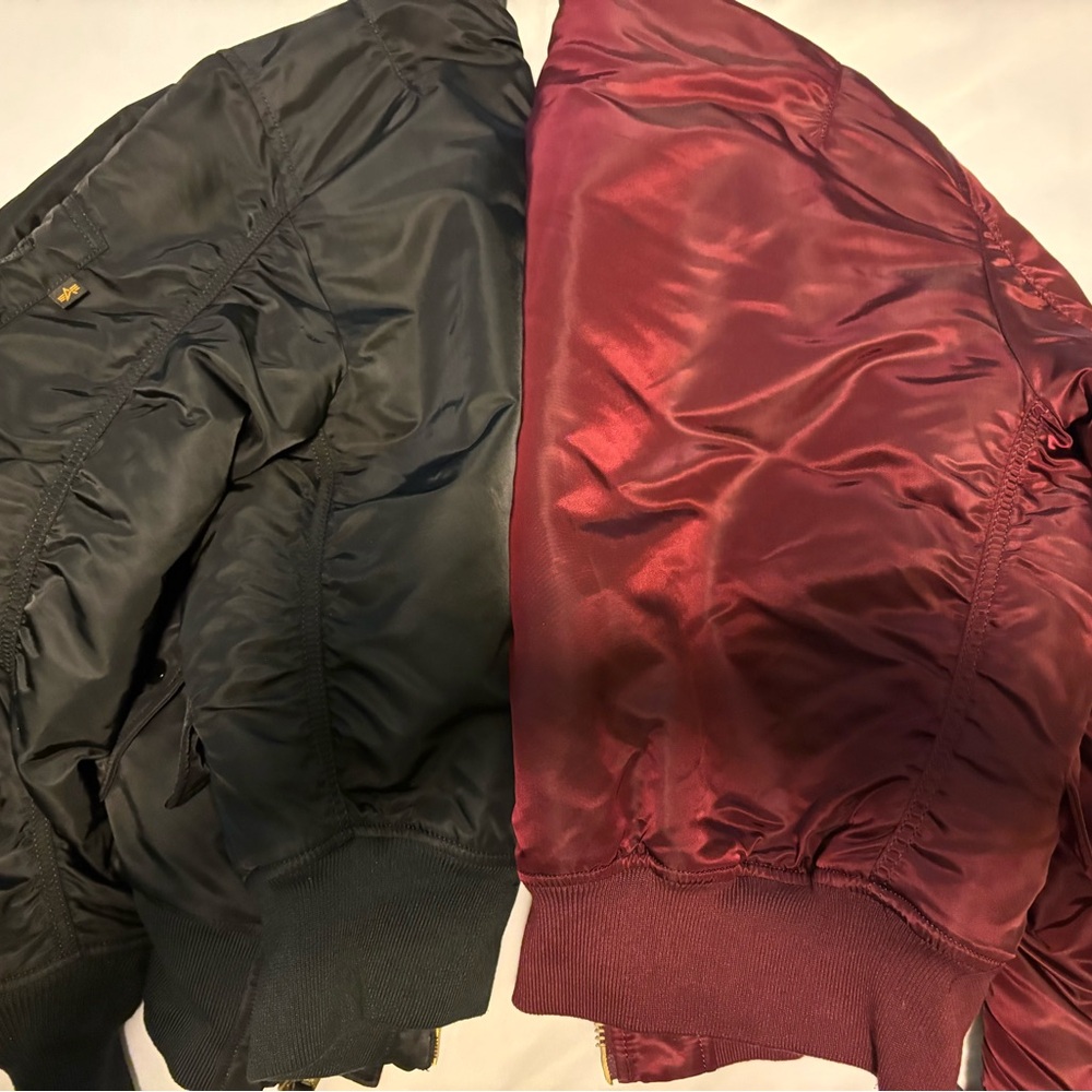 Alpha Industries Black and Burgundy Bomber Jacket ma-1
